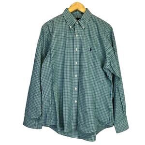 Ralph Lauren Button down shirt blue green white - L